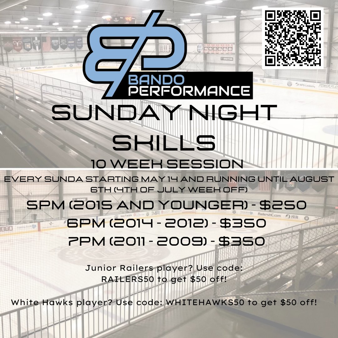 BandoWorcester's tweet photo. Sunday Night Skills coming in May! Scan the code to sign up now! #BandoPerformance https://t.co/ruD39YvABq