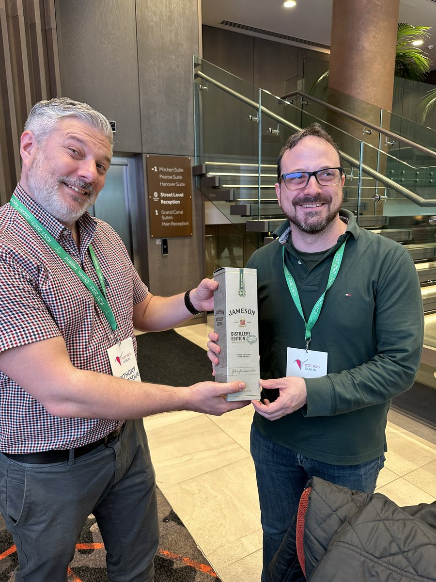 ICST (@icstconference) on Twitter photo Mike Papadakis from the University of Luxembourg, the program co-chair receiving a thank you gift from <a href="/AnthoVentresque/">Anthony Ventresque</a> . Thank you Mike and Dan Hao from Peking University for creating an enthralling #icst2023 program. Mike Papadakis from the University of Luxembourg, the program co-chair receiving a thank you gift from <a href="/AnthoVentresque/">Anthony Ventresque</a> . Thank you Mike and Dan Hao from Peking University for creating an enthralling #icst2023 program.