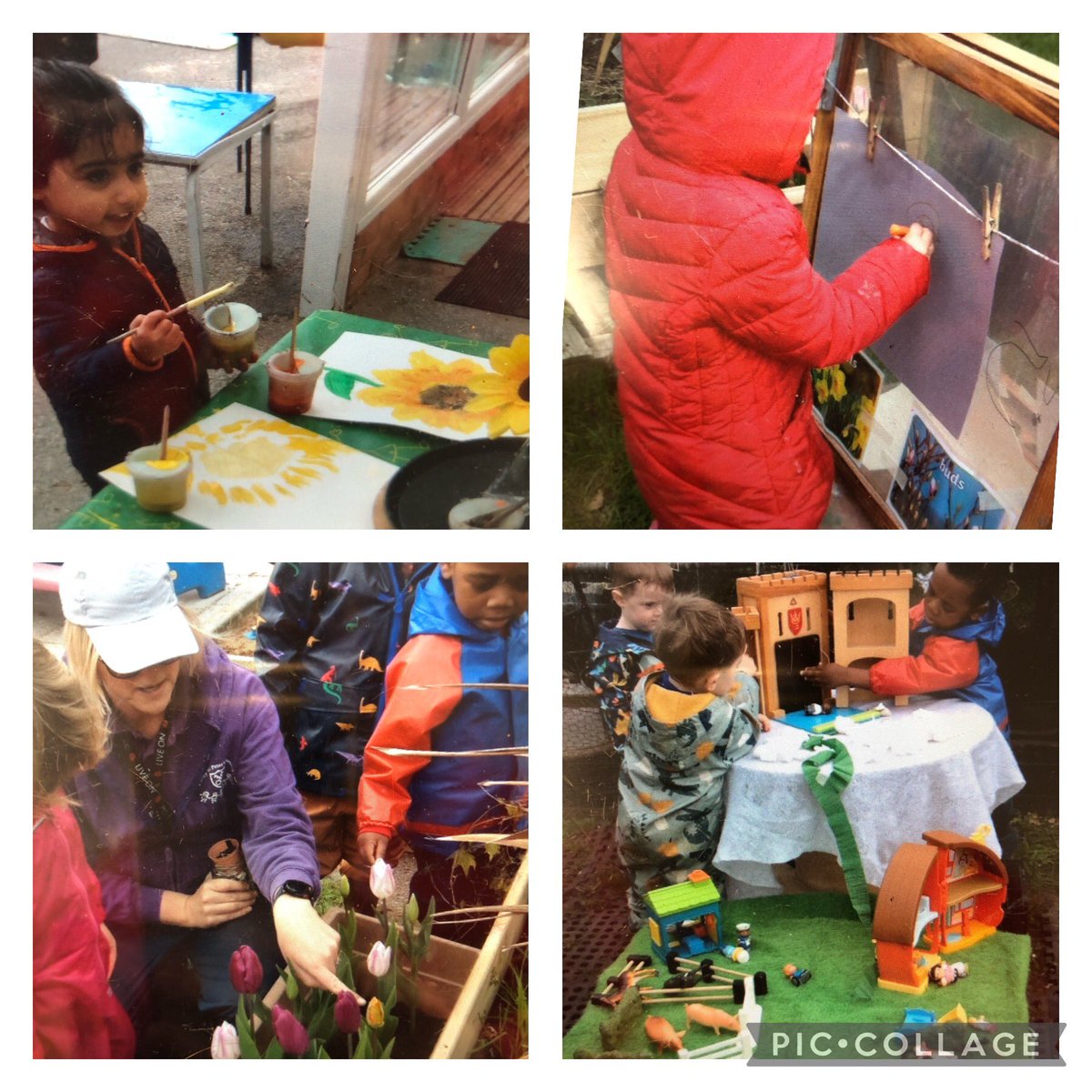 Nursery are loving being back in Nursery - talking about growing and planting - reading Jack and the Beanstalk and Billy's Sunflower #learningthroughstories #Outdoorplay #nursery
