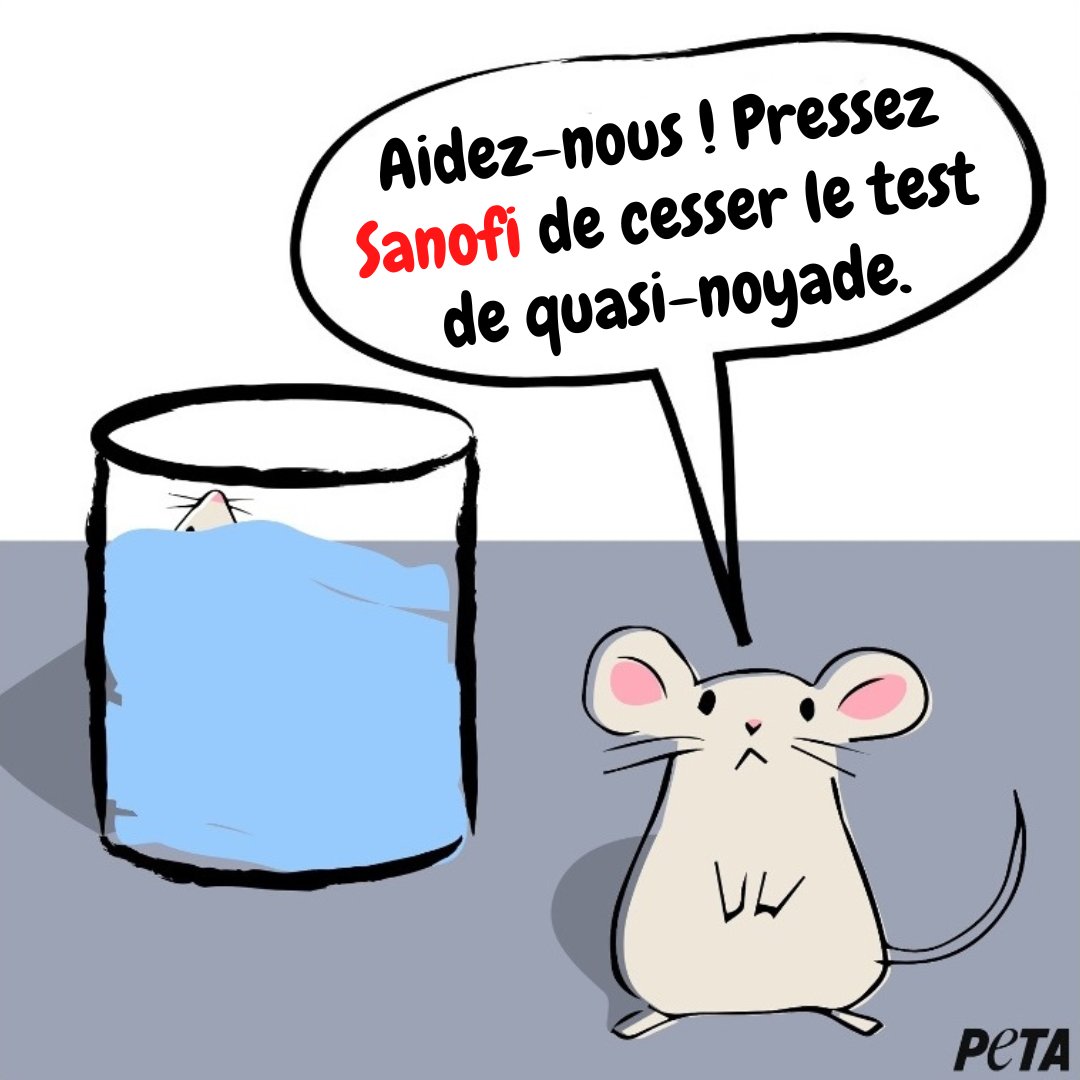 PETA_France's tweet photo. Pour tester l’efficacité d'antidépresseurs, Sanofi place de petits animaux paniqués dans des récipients d’eau desquels ils ne peuvent s’échapper et les laisse lutter.
C'est aussi ridicule - et cruel - que ça en a l'air. Agissez pour la fin de ces tests : https://t.co/Dhfg6EDgsN https://t.co/0MdYjTmhCd