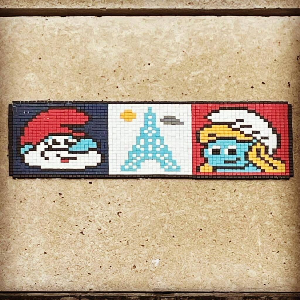 Papa Smurf and Smurfette #invader mosaic streetart found near the Gare de Lyon in Paris! #smurfette #papasmurf #schtroumpfette #invadersmurf #schtroumpfs #invaderschtroumpfs #invadersmurfs #smurfs #smurfstreetart #thesmurfstreetart #garedelyon #eifletowe… instagr.am/p/CrNqRJWo4ne/