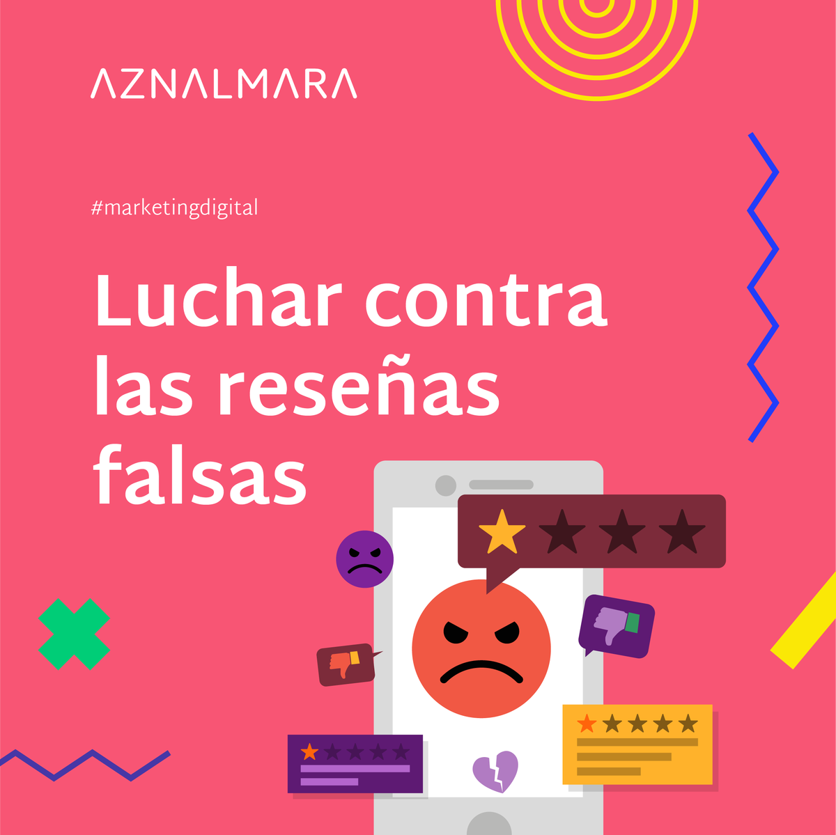 AznalmaraDesign's tweet photo. Luchar contra las reseñas falsas 😡

A día de hoy, contar con buenas opiniones en internet es primordial. Ya que, todos los usuarios se fijan en las opiniones que hay en internet acerca de tu empresa para decidir comprar tus productos o servicios o no. https://t.co/PMOXsFWhmo
