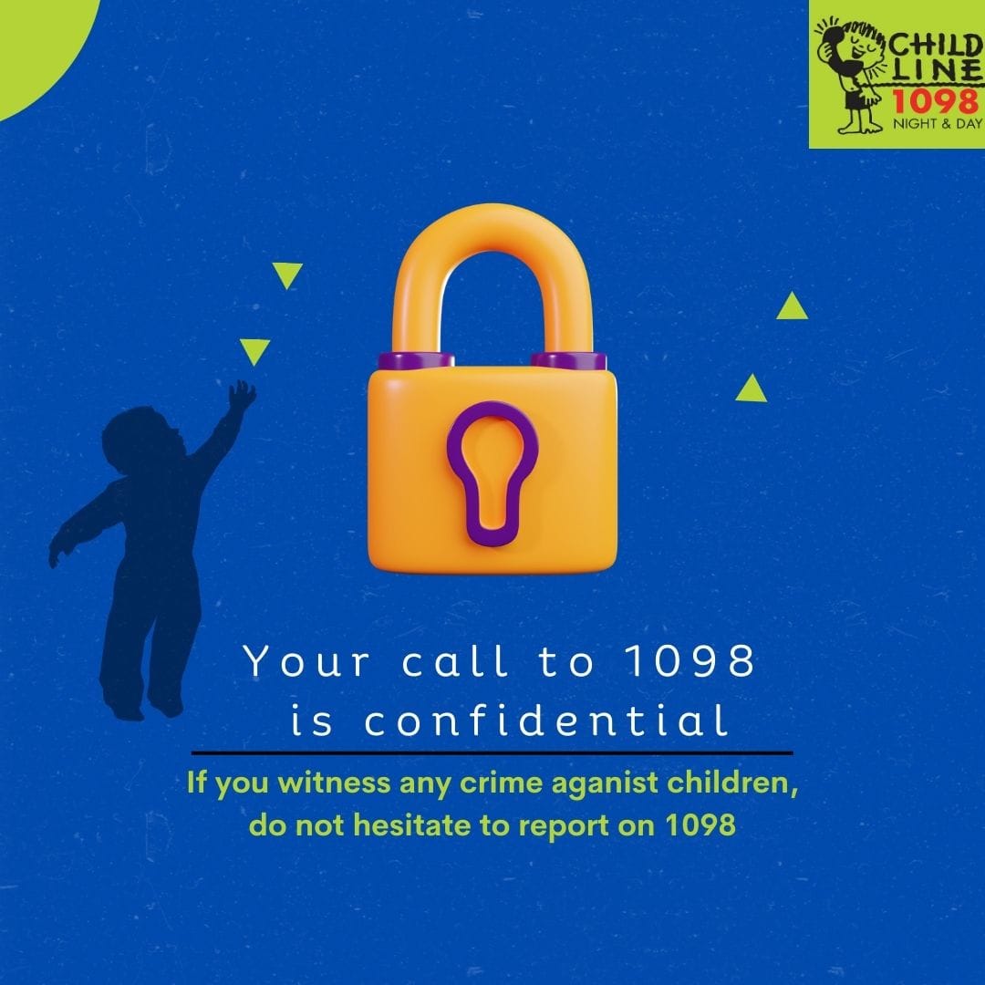 CHILDLINE 1098 keeps your identity confidential. Call 1098 to help children in need of care and protection. #childline1098 #helpline #ngo #india #children #helpinghands #childsafety #childprotection #childdevelopment #childrights #childwelfare #childrenindistress #helpchildren