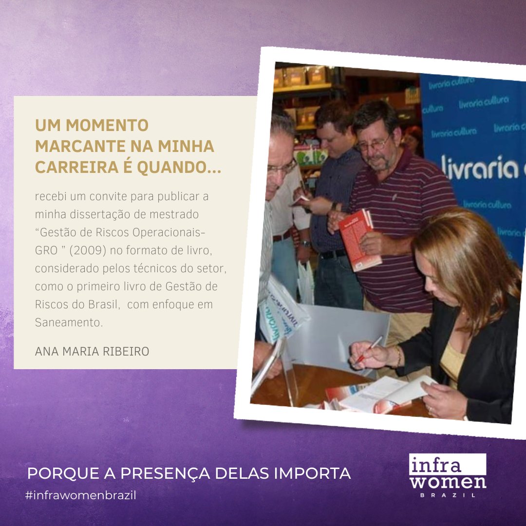 infrawomen's tweet photo. Ter o trabalho reconhecido é sempre bom! Poder eternizá-lo em um livro, que vira referência no setor é, com certeza, uma experiência marcante. 

Essa é a história da Ana Maria Ribeiro, diretora da IWB. 

E qual foi o seu momento marcante de carreira? 

#infrawomen https://t.co/JUnTeqvKnM