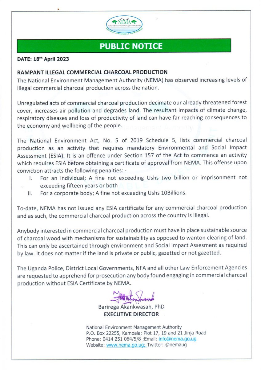spy_reports's tweet photo. NEMA Vows to Arrest and Prosecute Illegal Commercial Charcoal Dealers in Uganda. #SpyReportsUpdate
https://t.co/0yHvejPxj2 https://t.co/e1J2nDtfJL