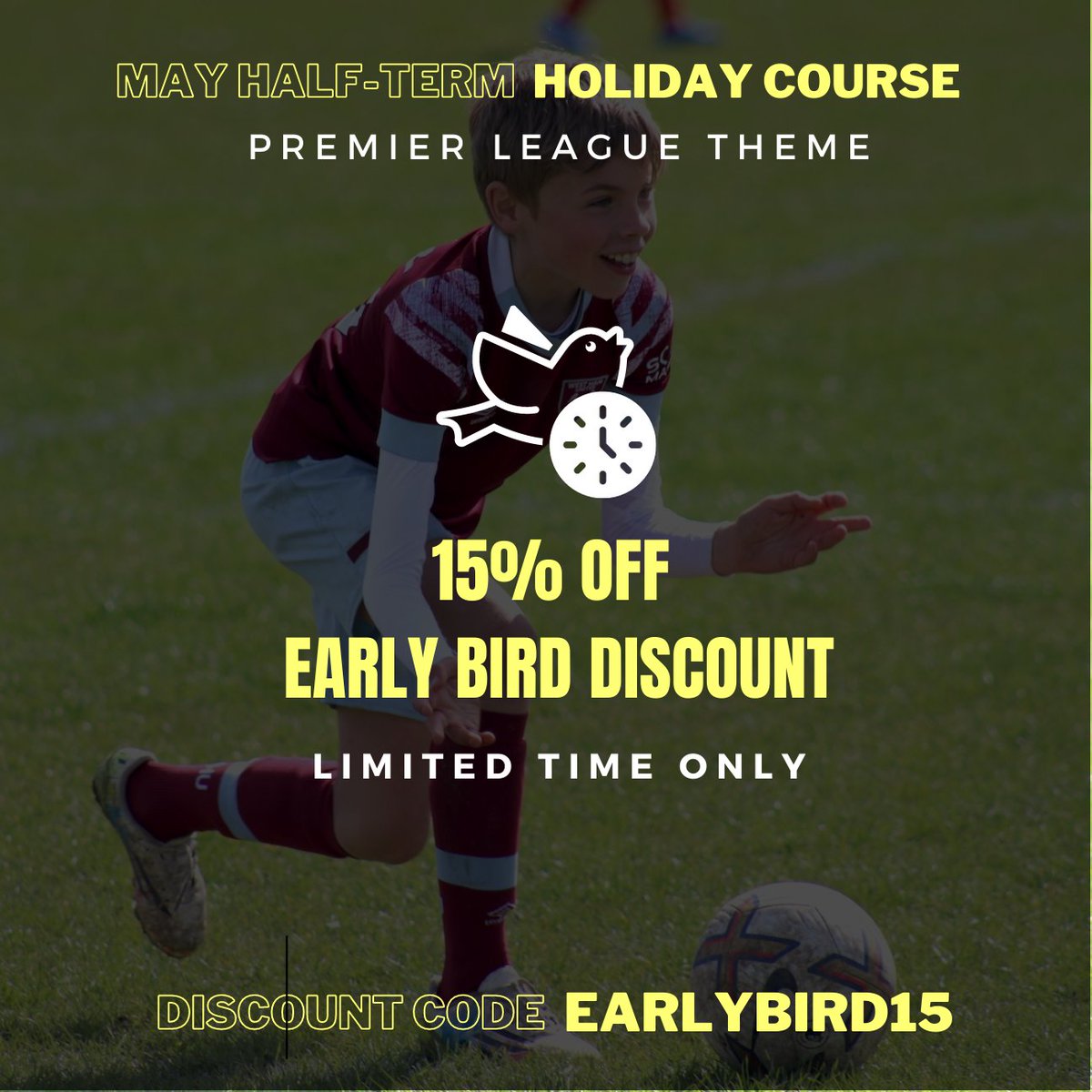 Join us at our Premier League themed Holiday Course this May?! 🏆

🏆 Qualified coaches to help you lift the Premier League Trophy!
⚽️ Ofsted approved and trusted by parents/carers for 9 years
👏🏼 £20.99 per day when you book 2 days

Book via our website - link in bio!