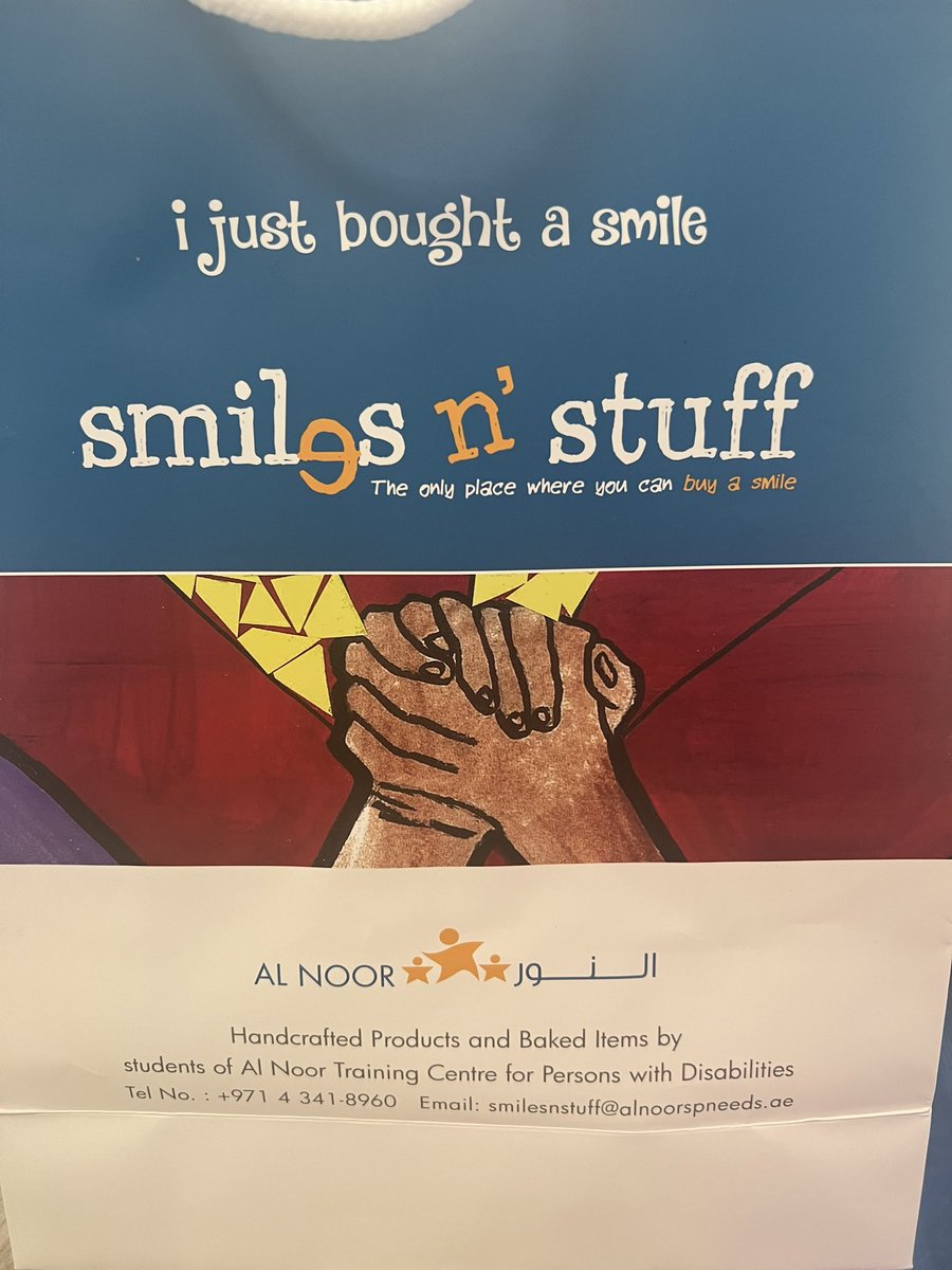 Mrs_S_Milner's tweet photo. It was amazing to host the @AlNoor_Centre Smiles ‘n’ Suff pop up shop @jebelalischool today. A huge thank you to the lovely Chantel, an ex Al Noor student, for telling me all about the products and helping me to choose what to buy. Very happy with my new purchases! #JAScommunity https://t.co/vEQlgTg86P