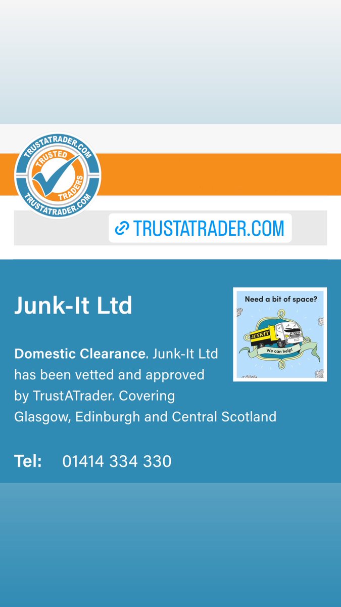 Delighted to share our most recent review on TrustATrader.com 😊

#trustatrader @TrustATrader #junkitscotland #junkheroes #houseclearance #Edinburgh #Glasgow