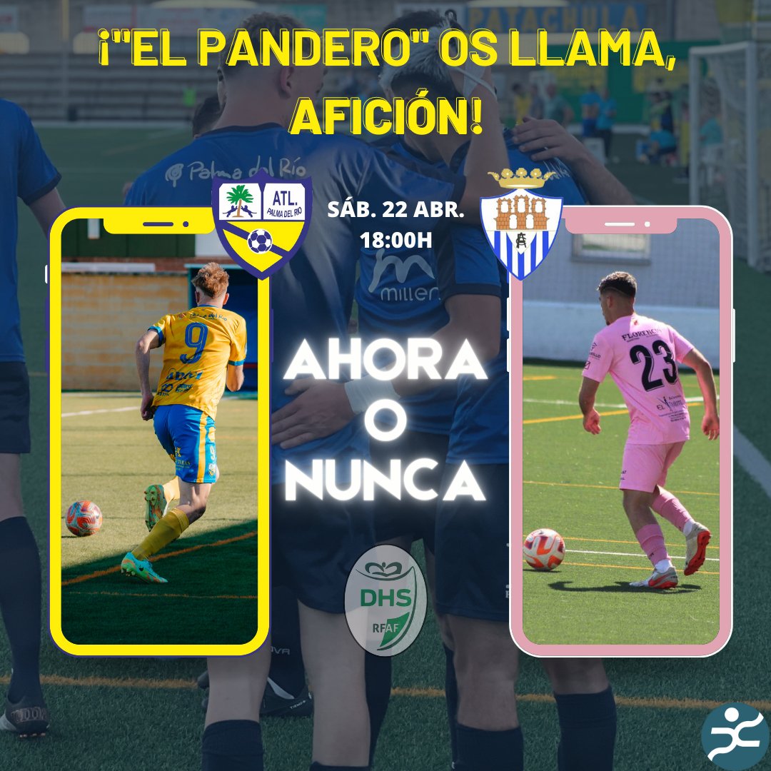 ⚽️💛💙 Fútbol | ¡"𝐄𝐥 𝐏𝐚𝐧𝐝𝐞𝐫𝐨" 𝐨𝐬 𝐥𝐥𝐚𝐦𝐚, 𝐚𝐟𝐢𝐜𝐢𝐨́𝐧!

El <a href="/AtcoPalmadelRio/">Atl. Palma del Río CF</a> sénior disputará la primera de las 3 finales que restan para mantenerse en División de Honor. 

A 1⃣ punto de la salvación, recibe al <a href="/arcoscf/">Arcos Club de Fútbol</a> , ¡y con promo de entradas!

#palmadeporte