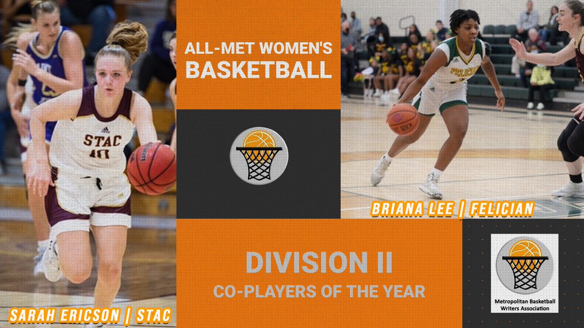 🚨2023 MBWA AWARDS 🏀 🏆WOMEN'S DIVISION II 🗽 Ericson (STAC), Lee (Felician) Tabbed Co-Players of the Year; Cleary Claims Coaches Award @STACBasketball @FelicianUSports @CACC01 @ECCSports tinyurl.com/26kgv8s5