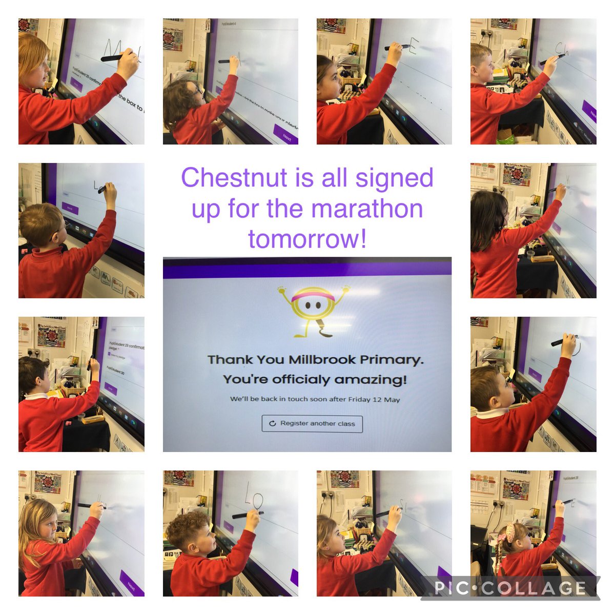 Chestnut Class is very excited for the up and coming marathon tomorrow now that they are all signed up! #proudtobemillbrook #bethebestyou