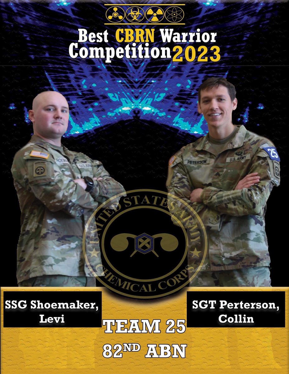 Introducing your 82nd Airborne Division #BestCBRNWarrior competitors.

ALL THE WAY TEAM 1 &amp; 25 !!!

#LETSGO #AATW #BCWC23 #AllAmerican #GunsAndLeadersToTheFront