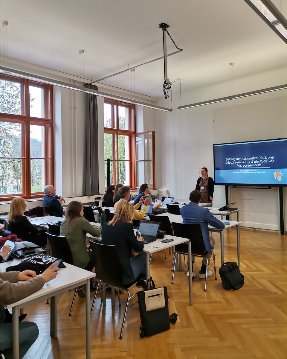 llt_tugraz's tweet photo. #iMooX
Sarah Edelsbrunner hat einen Vortrag am Berufsbildungskongress an der PH Steiermark gehalten. Die Präsentation zum Vortrag „Der Beitrag der Nationalen MOOC-Plattform https://t.co/iDdaRJD62e zum SDG4 & die Rolle von Microcredentials“ findest du hier: https://t.co/4mm2nFXaz9 https://t.co/osbH9PWgNs