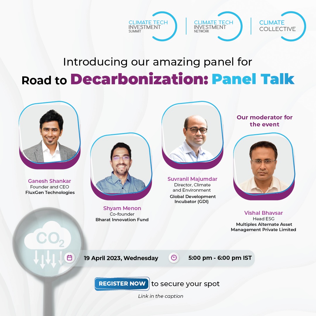Bharat Innovation Fund (@bharat_fund) on Twitter photo Join Shyam Menon along with other speakers at Climate Tech Investment Summit (CTIN) on the panel 'Road to Decarbonization’ as they discuss the decarbonization opportunity and how startups are helping accelerate decarbonization in industries.
Register at: climatecollective.typeform.com/CTIS-SE-RDPT?t… Join Shyam Menon along with other speakers at Climate Tech Investment Summit (CTIN) on the panel 'Road to Decarbonization’ as they discuss the decarbonization opportunity and how startups are helping accelerate decarbonization in industries.
Register at: climatecollective.typeform.com/CTIS-SE-RDPT?t…