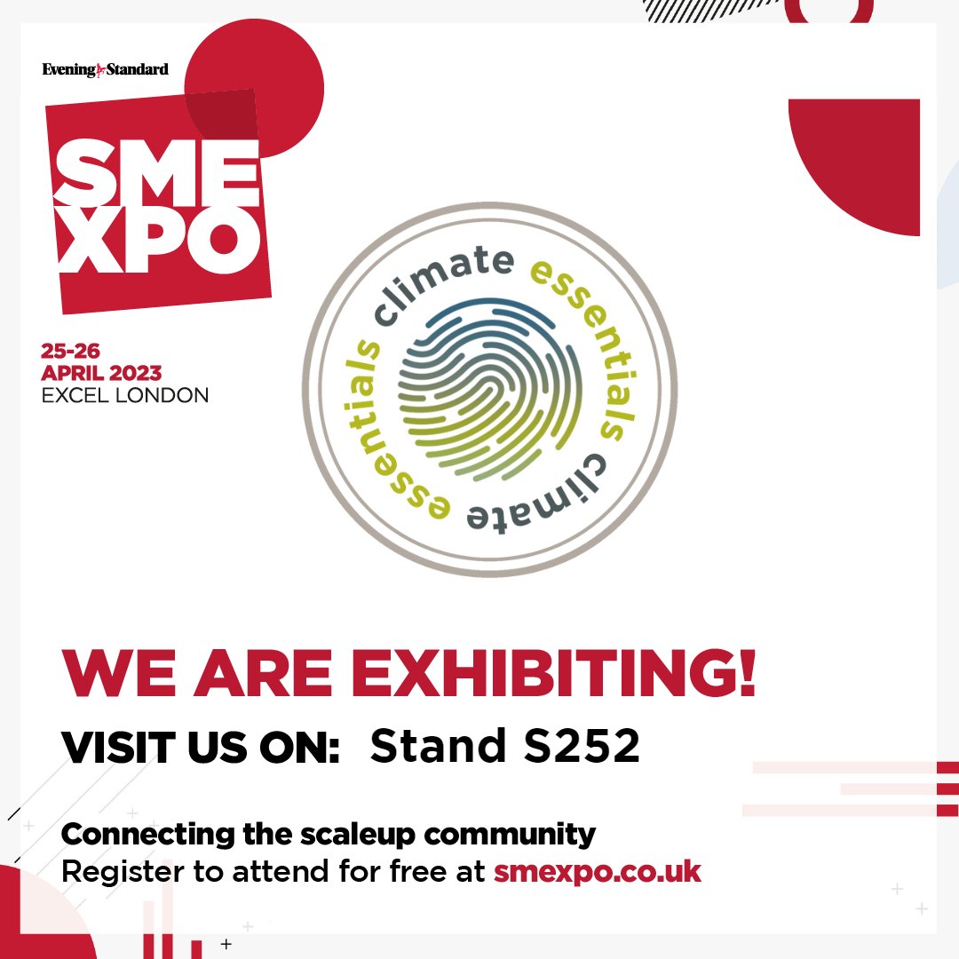 6 days to go until we'll be exhibiting at the @SME_XPO run by the @EveningStandard⚡

Have you got your free ticket yet? We'd love to see you at the @ExCeLLondon on 25 & 26 April. Register here👉smexpo.co.uk

We provide sustainability solutions for SMEs🌏

#SMEXPO