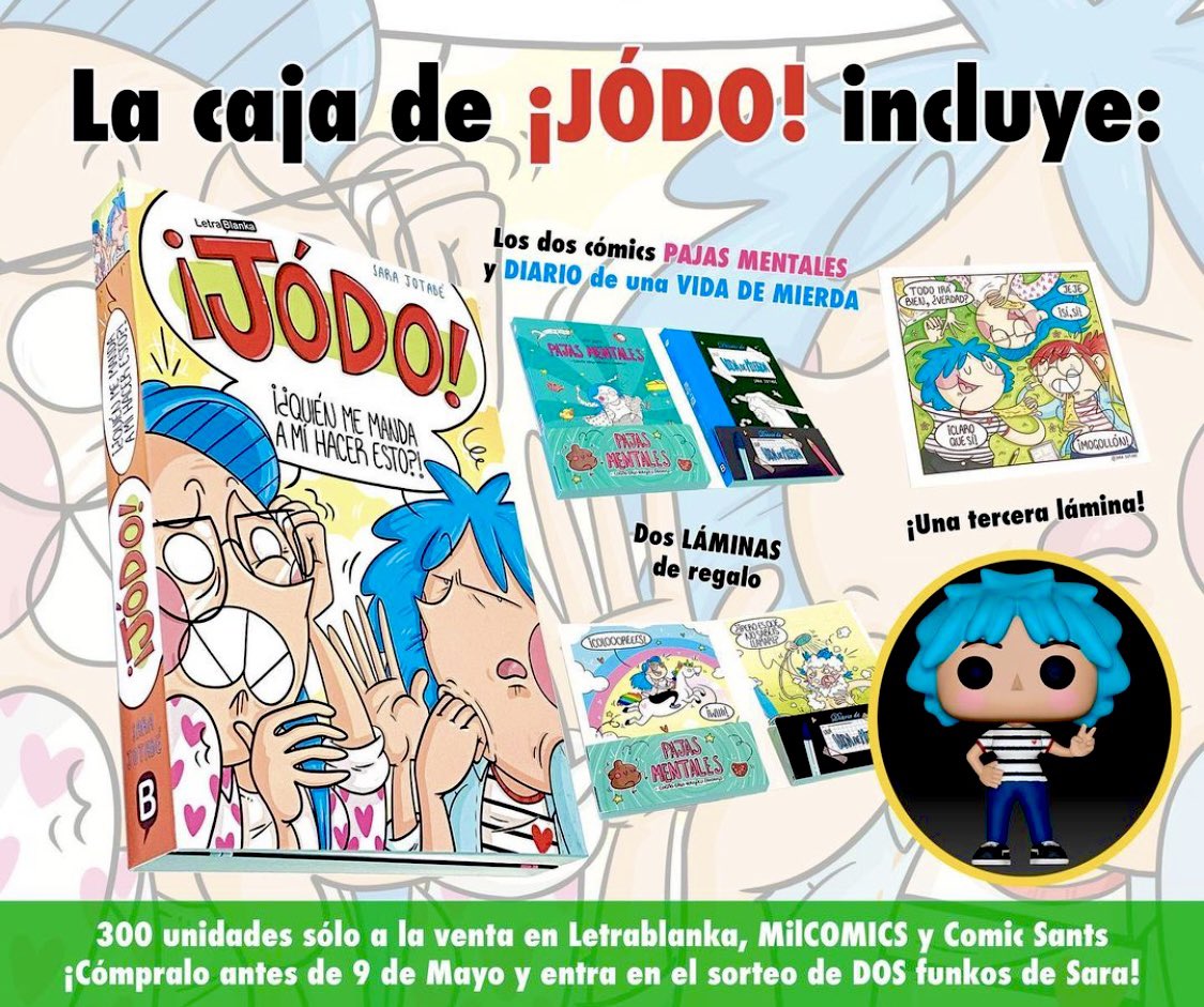 ✨NOTICIÓN✨

Desde YA MISMO tenéis disponible “¡JÓDO!” la caja especial y de edición limitada que recopila mis dos primeras obras 💖✏️📚✌🏻¡SÓLO EN LA WEB DE <a href="/Letrablanka/">Letrablanka Studio</a> Y EN <a href="/MILCOMICS/">Milcomics.com</a> Y @comicsants1 ‼️😍

📚QUÉ CONTIENE📚🎁🎀⬇️⬇️⬇️