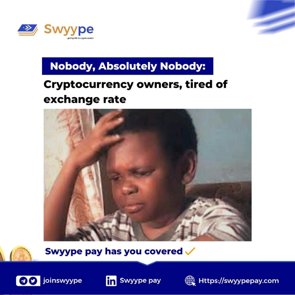 TheOthertobi's tweet image. Are you tired of the huge commission or low exchange rate offered by P2P merchant? 😪

@joinswyype is here to put an end to your worries. 

#swyypepay