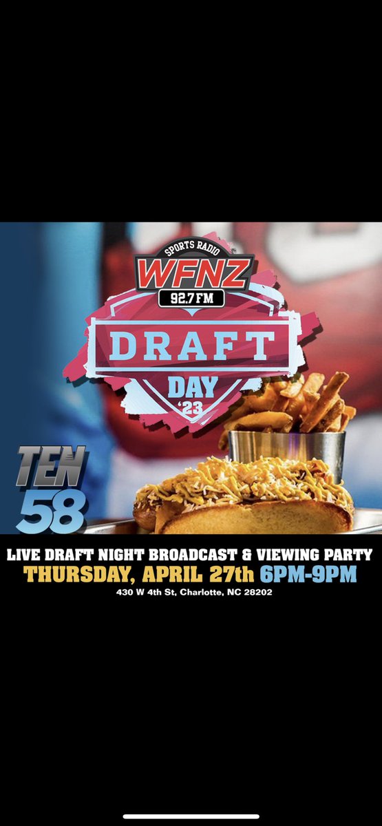 RickardonSports's tweet photo. Let’s go Charlotte! Join us on Draft night! @Ten58Clt
#Panthers #NFLDraft2023
#1Overall #BryceYoung
#CJStroud #AnthonyRichardson https://t.co/QB2c4KdWoi