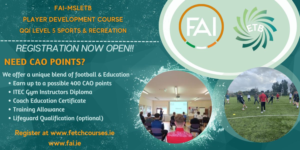 FAI_ETB_MAYO's tweet photo. **REGISTER TODAY** #FAI #ETB #PLAYERDEVELOPMENTCOURSE #MAYO #SOCCER #EDUCATION #PLAYLEARNGROW #DOWHATYOULOVE @RaffCretaro https://t.co/c7EjfSHVDq