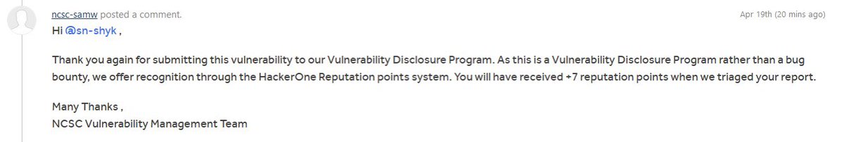 SnShyk's tweet photo. @GOVUK this time 😎

#cybersecurity #infosec #bugbounty #vdp https://t.co/JoiYZdNpmH