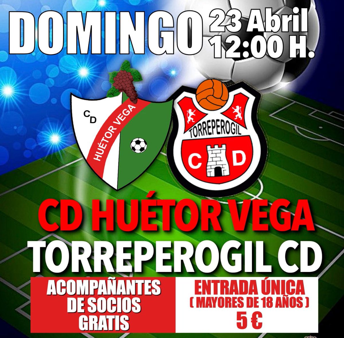 CD_HuetorVega's tweet photo. ¡El ÚLTIMO PARTIDO de la TEMPORADA REGULAR será DÍA del SOCIO!

📅 Domingo, 23 de Abril
⏰ 12:00 h.
🆚 @CDTorreperogil

🎟️ CADA SOCIO QUE QUIERA ASISTIR AL PARTIDO ACOMPAÑADO POR FAMILIARES, AMIGOS, ETC… DISPONDRÁ DE 2 ENTRADAS GRATUITAS.

🎟️ ENTRADA - 5€
🎟️ Menores 18 - GRATIS https://t.co/cMCbHx1jji