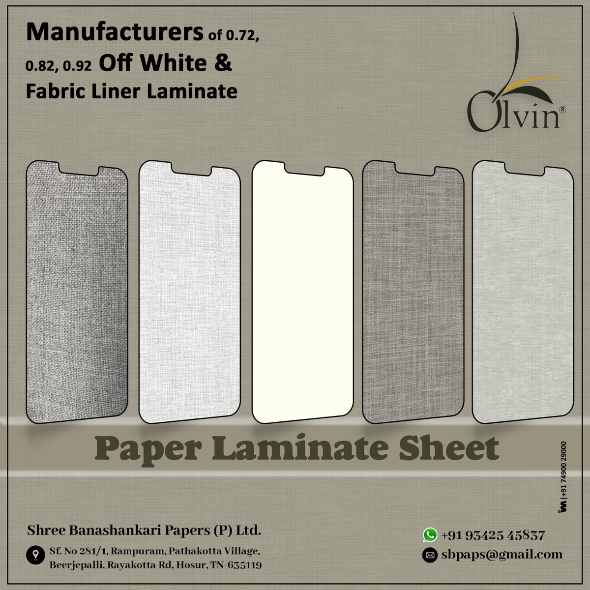 ibais_wooden's tweet photo. Manufacturers of 0.72, 0.82, 0.92 Off White And Fabric Liner Laminate
SHREE BANASHANKARI PAPERS (P). LTD.(TAMILNADU)
For enquiry via WhatsApp click:
https://t.co/TbfBhIrGoS
Helpline Number:- +91 93534 14760
.
#paperlaminates #laminatesheets #paperlaminatesheet #laminates https://t.co/staWYng0Kg