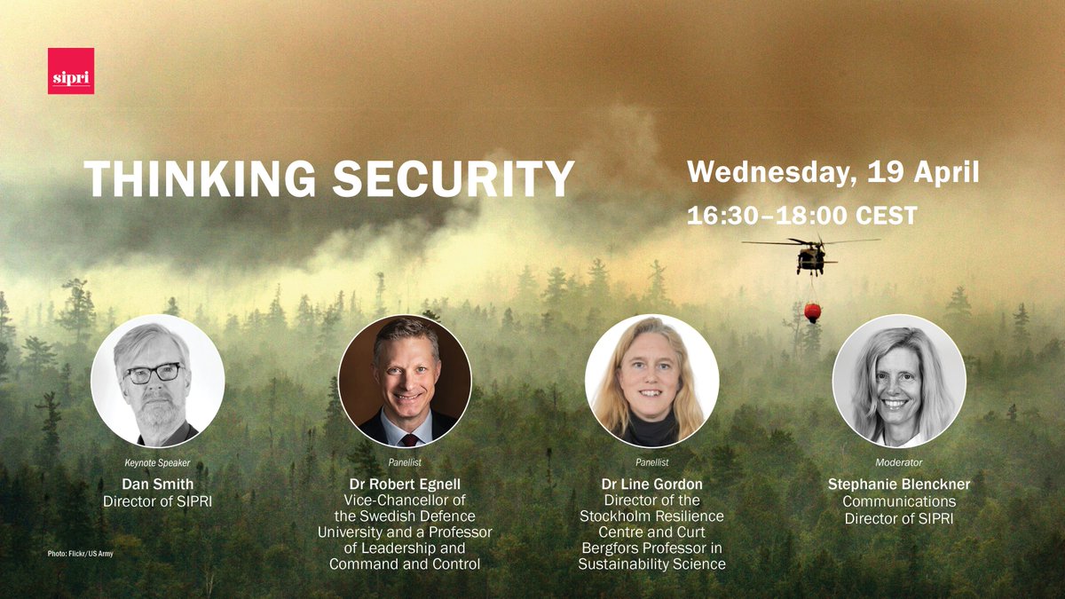 HAPPENING SOON: Join SIPRI today at 16:30 CEST for ‘Thinking Security’, a panel on a new era of risk with @dansmith2020, @LineGordon and @RobertEgnell. Read more ➡️ bit.ly/3Ud90Cs Watch the live-stream ➡️ youtube.com/live/kwe81jw_K…