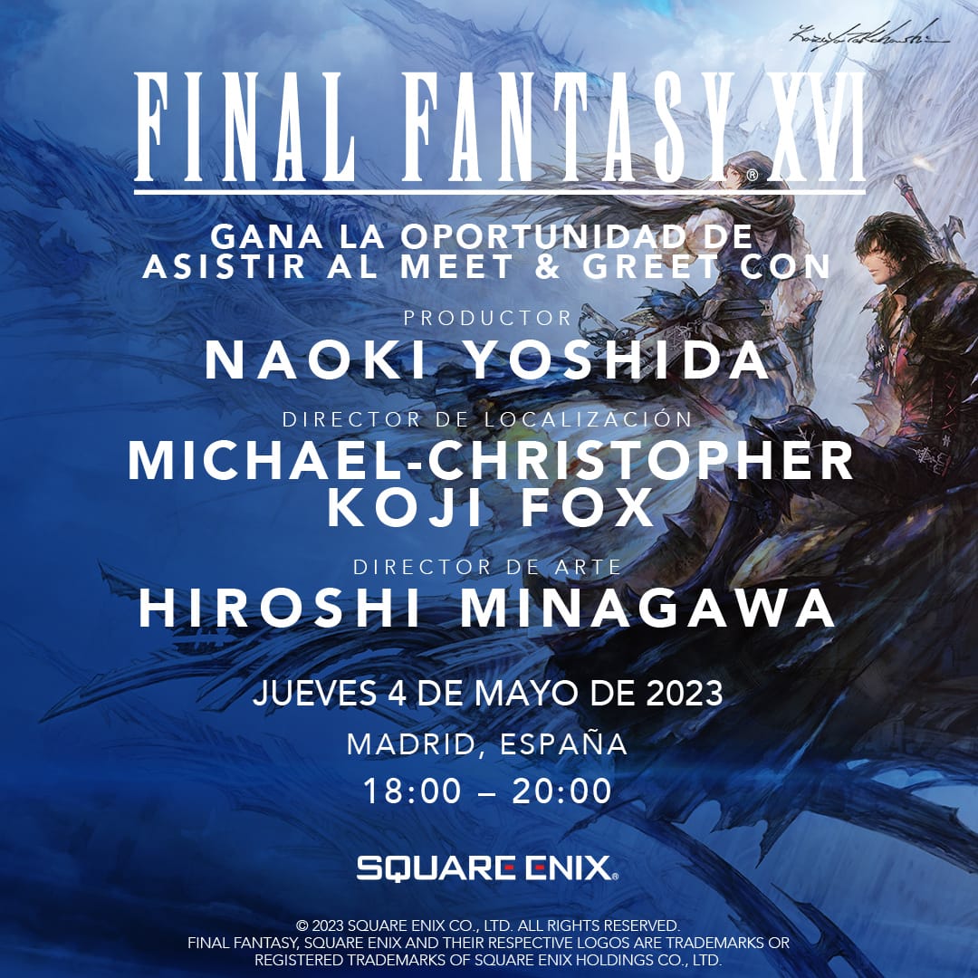 RpgSpain's tweet photo. En colaboración con @SquareEnix y @PLAION_ES,podréis conocer al equipo de FINAL FANTASY XVI en Madrid,para ello:
☑️RT 
❤️MG
☑️Menciona a un amigo
☑️Comenta: ¿De qué Eikon te gustaría ser el dominante y por qué?

Los ganadores serán elegidos al azar, los avisaremos antes del 27/04 https://t.co/7tdKC4KKgN