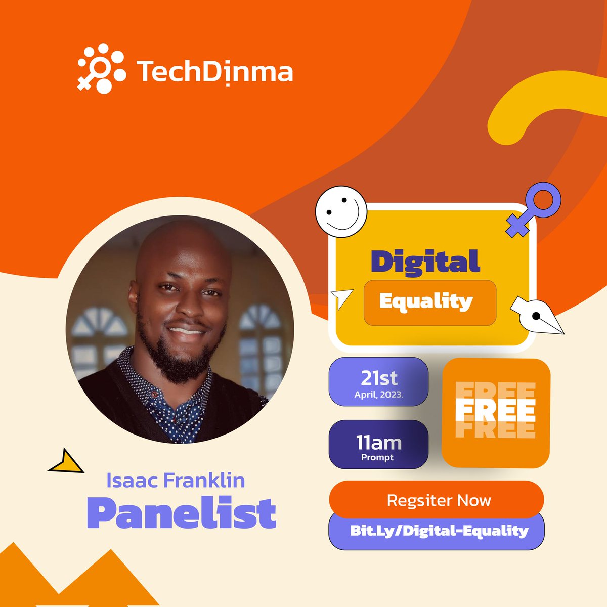 theighubafrica's tweet photo. Date: Friday, 21st April 2023.
Time: 11 am prompt.
Venue: 10 Calabar Street Aba, Abia State.
#techdinma #techisgood
#ighubafrica #digitalequality https://t.co/GwBvyHWIkw