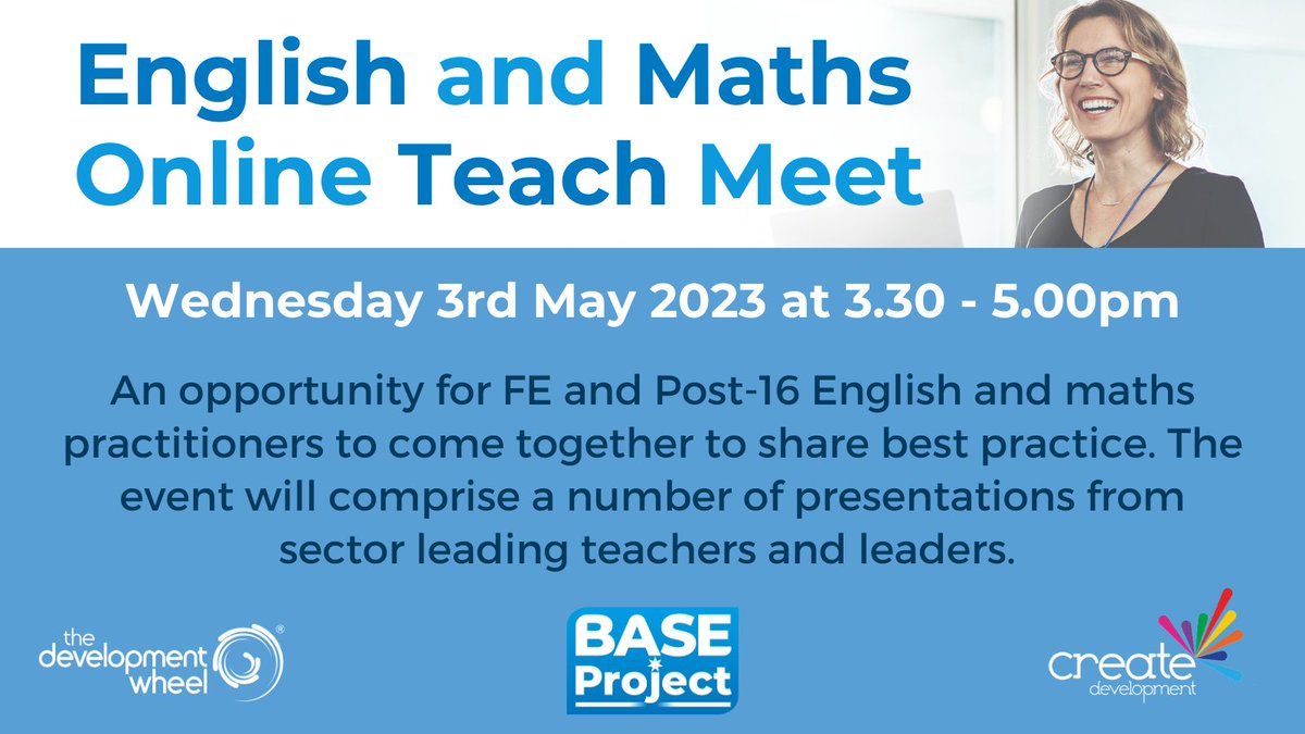 CreateDevWheel's tweet photo. 2 weeks to go! Have you signed up to our online FE English and Maths Teach Meet yet?

With @jonnykayteacher, @creatorronnie, @tessmaths and E&amp;M leaders from across the country speaking, register now ➡️ https://t.co/ZOShNOy19u 

#femaths #feenglish #furthereducation #ukfechat https://t.co/ptKEQYObVO