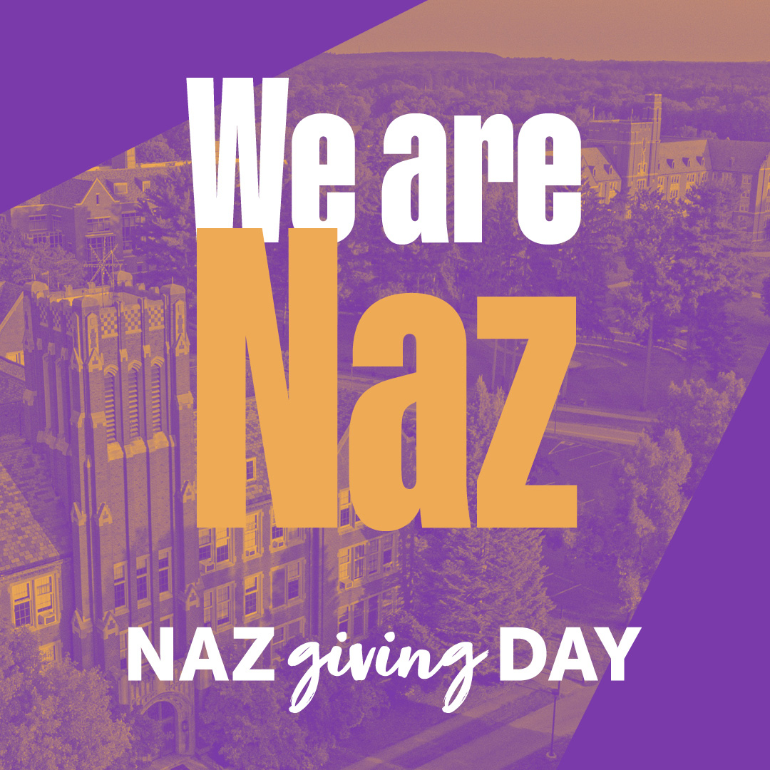 Nazuniversity's tweet photo. Let’s start the day strong! Help us kick off #NazGivingDay by unlocking additional challenge dollars from Nazareth’s generous trustees. The first 150 gifts will earn us an additional $90,000. Help us get to the 150 mark by making a gift of any size! https://t.co/oK4Ejb4iMV. https://t.co/SPPpyA63ib