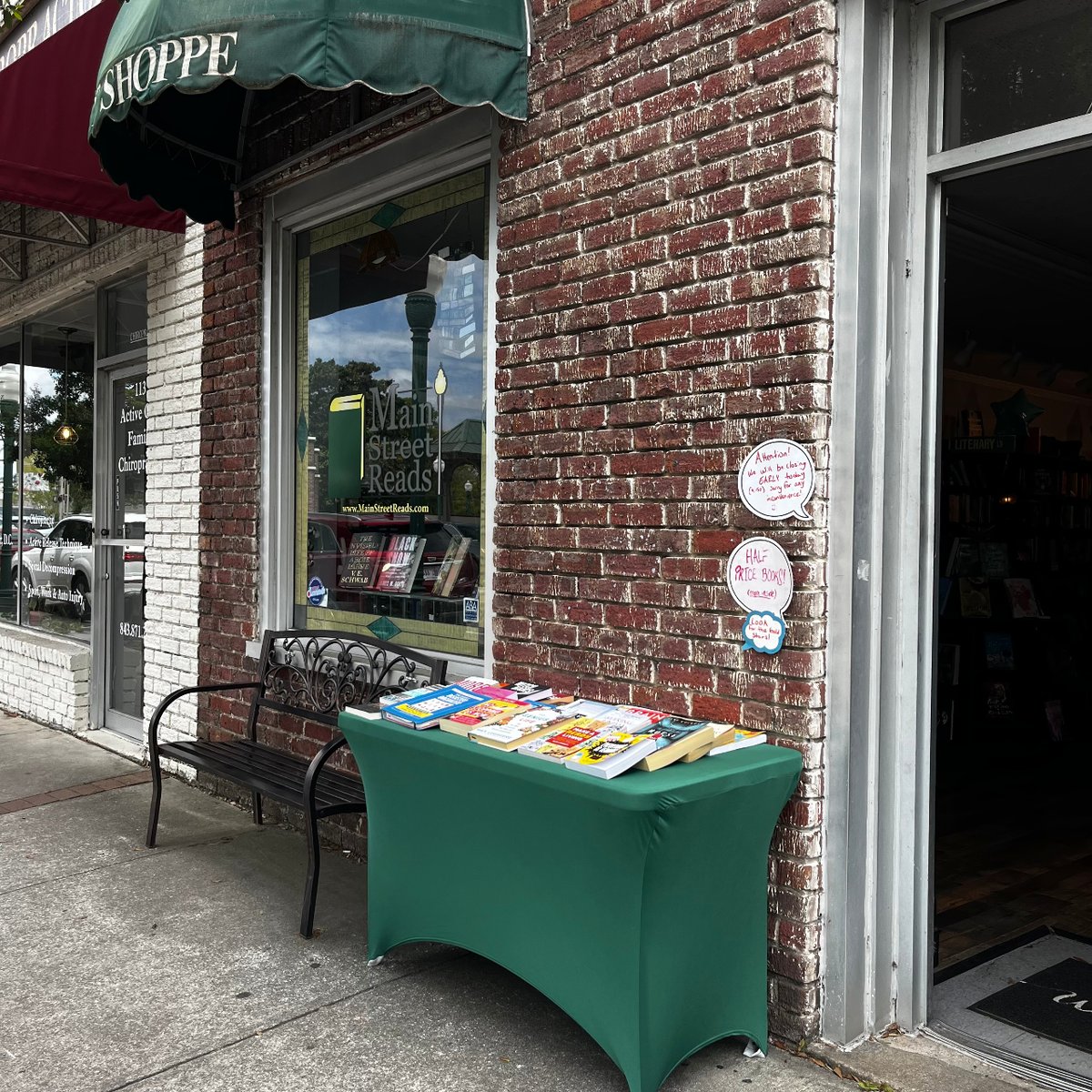 MainStreetReads's tweet photo. Are you ready for THIRD THURSDAY tomorrow?! We are! Don't forget to drop on in &amp; see us! Just look for the cute bench &amp; books in the window. Look for the Gold Stars ⭐ for the half priced books!
#thirdthursday #indiebookstore #mainstreetreads #comeread
https://t.co/L50LOSlxqJ https://t.co/ZHAdcCpBRh