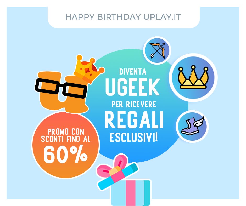 uplayit's tweet photo. È il momento giusto per diventare uGeek!👑
Lo sai che fino al 30 Aprile, con un ordine di minimo 20 euro tutti gli utenti Ugeek potranno scegliere 1 regalo tra tanti diversi giochi?!🥳
Scopri la promo dedicata al nostro compleanno e tutti i vantaggi: https://t.co/pVWoShtZ1m https://t.co/Qq4DWjV3Qn