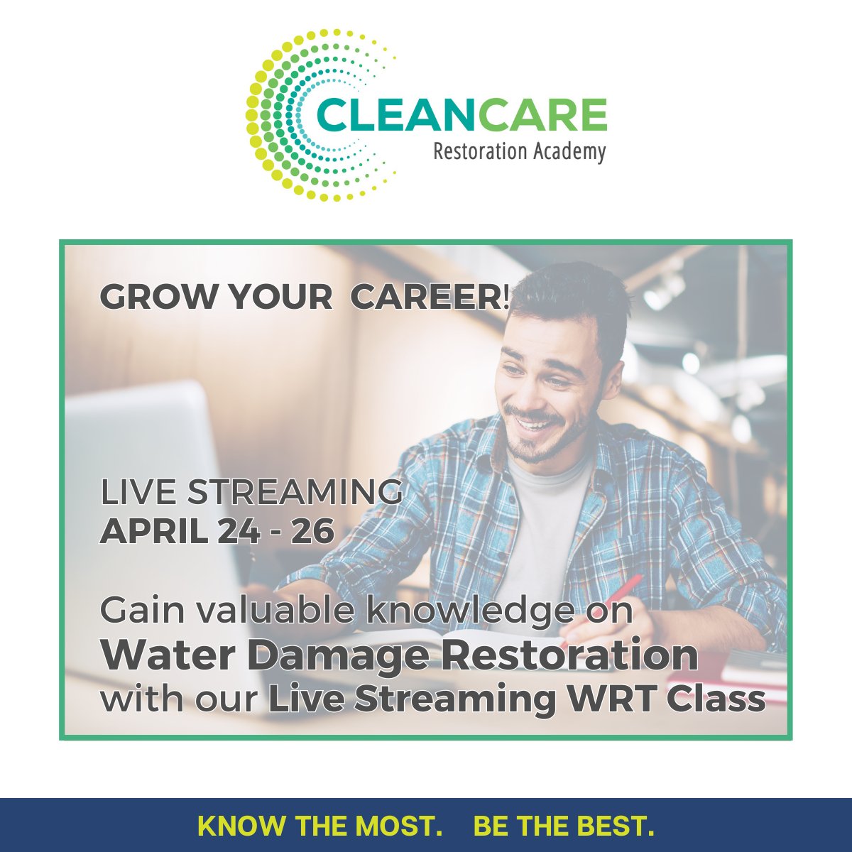 Our IICRC-approved Water Damage Restoration Technician (WRT) Class is now available for live streaming April 24-26.

ENROLL WERE $399 > bit.ly/3KaUmHA

#WaterDamageRestoration #Psychrometry #OnlineLearning #IICRC #WRT