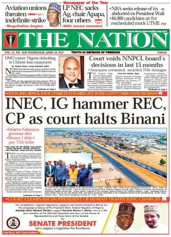 GoldenvoiceT's tweet photo. Newspaper headlines trending today #BreakingNews #breaking #Trending #TrendingNow #trend #WednesdayMotivation #wednesdaythought #news #newspaper #NewsUpdate #inec #adamawa #politicts https://t.co/rp7rp07uAn