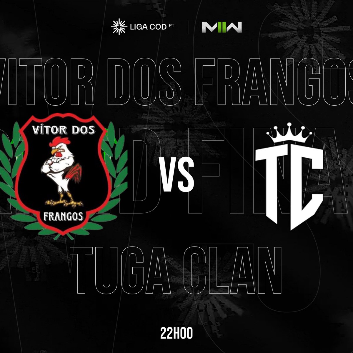 GRAND FINALE | 22H00

Hoje temos os Vitor dos Frangos a defrontar os @tuga_clan para a conquista do lugar de campeão da Union League.

Uma final a não perder!

🕙 22H00
🎙️ <a href="/JonBravoPT/">João Correia</a> e <a href="/maneljmadeira/">Manuel Madeira</a> 
🎥 twitch.ligacod.pt