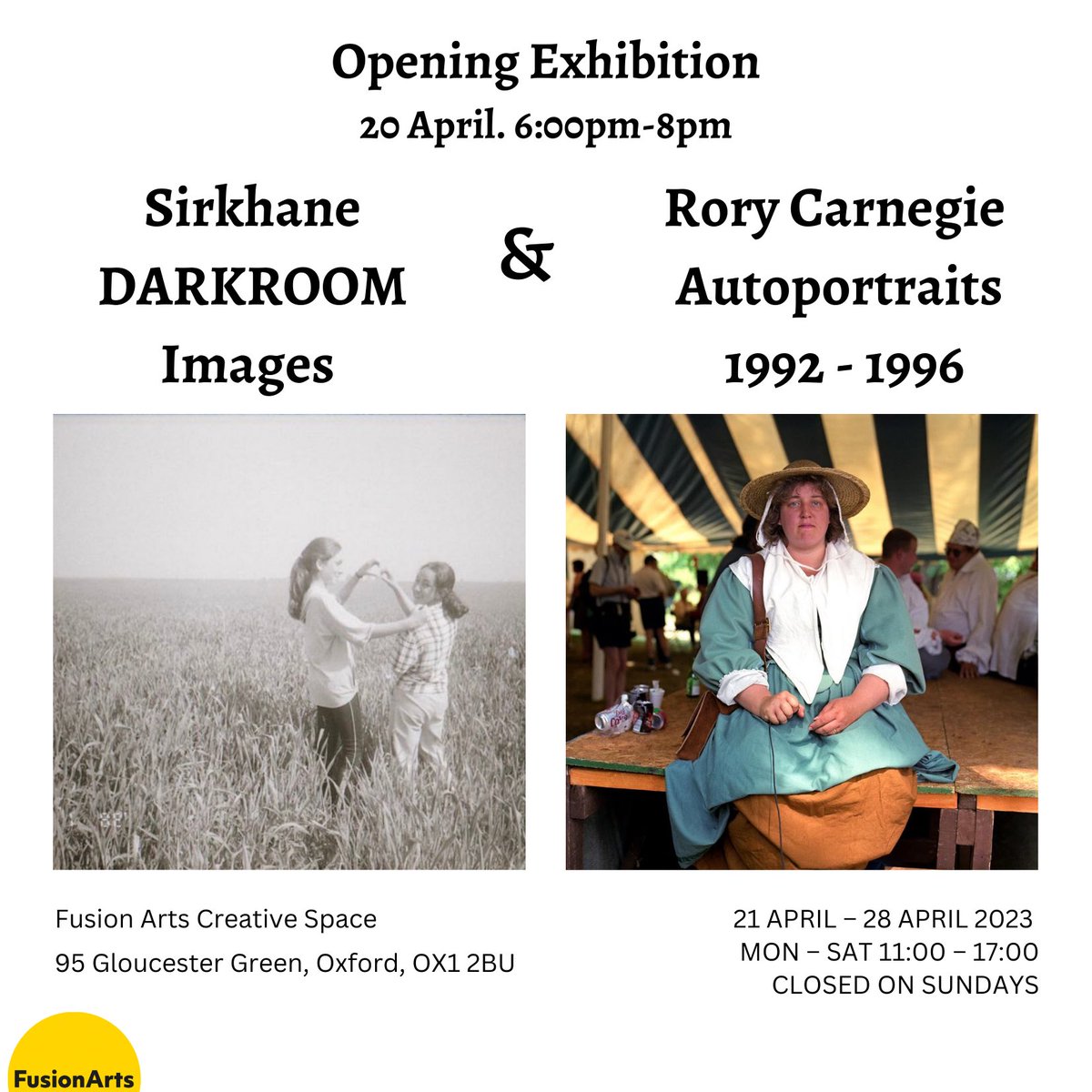 FusionArtsOx's tweet image. It’s finally here❗️Don&apos;t miss out on Sirkhane DARKROOM &amp;amp; Autoportraits exhibition day.

🪧95 Gloucester Green Oxford, OX1 2BU.

Looking forward to meeting you all❕