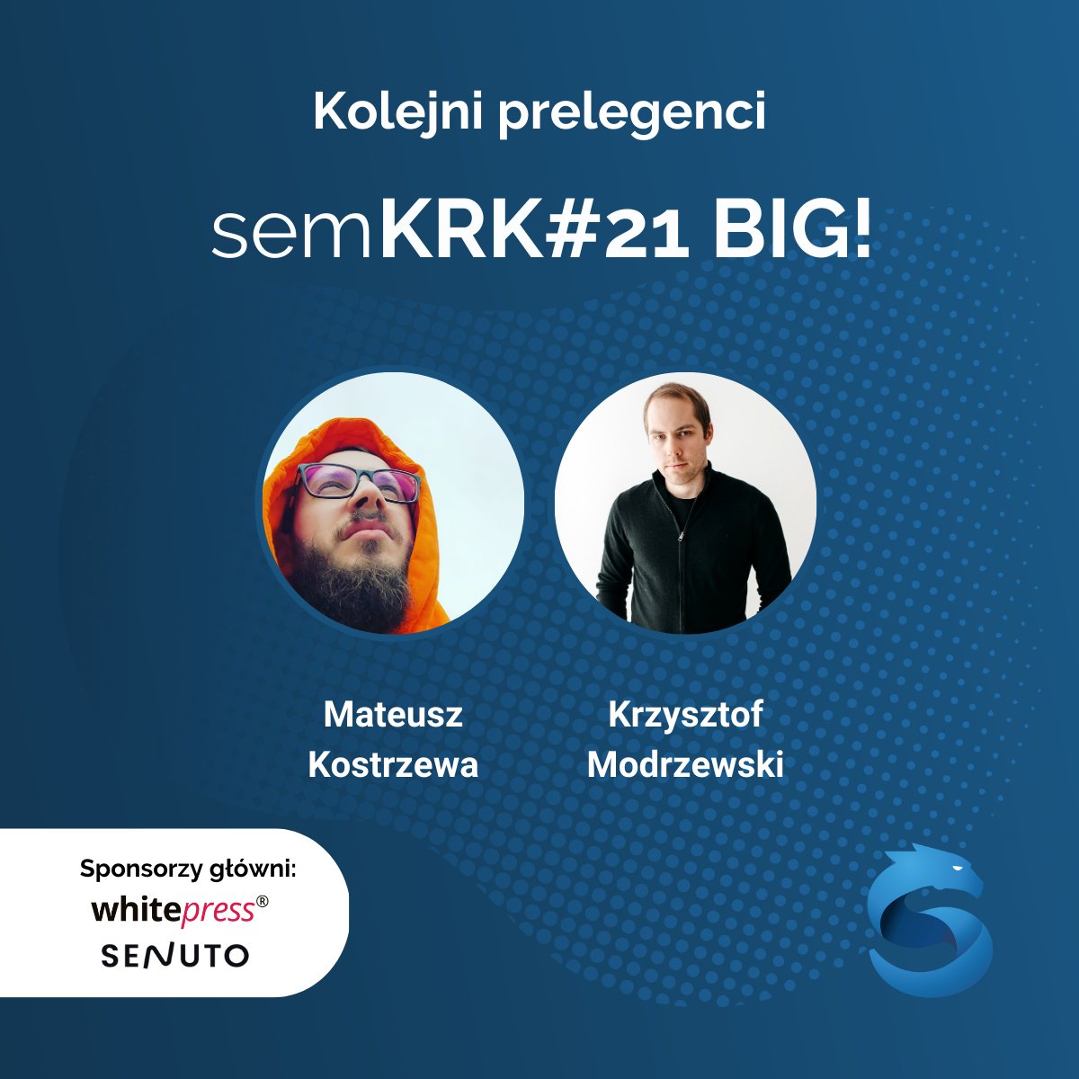 To już przedostatnia dwójka prelegentów tej edycji! 🚀 
– Mateusz Kostrzewa, <a href="/Allegro_Group/">Allegro</a> – Kosinusowe odkrycie: matematyczna magia odpowiedzią na semantyczny problem?
– Krzysztof Modrzewski, Witbee – #9 wyzwań związanych z analizą danych w Google Analytics 4 w BigQuery.