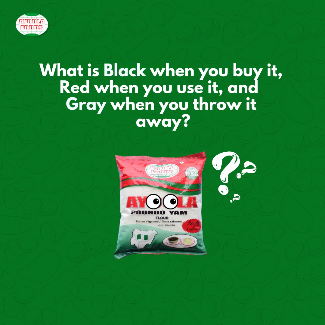 ayoolafoods's tweet photo. It is a fine morning for an easy riddle. Attempt this and tag someone else to try.
Clue - It can be used as fuel ๐
#AyoolaFoods #FoodGames #Ramadan #Riddles #FoodRiddles #GoodFood #MadeInNigeria https://t.co/1pjI5TpqkG