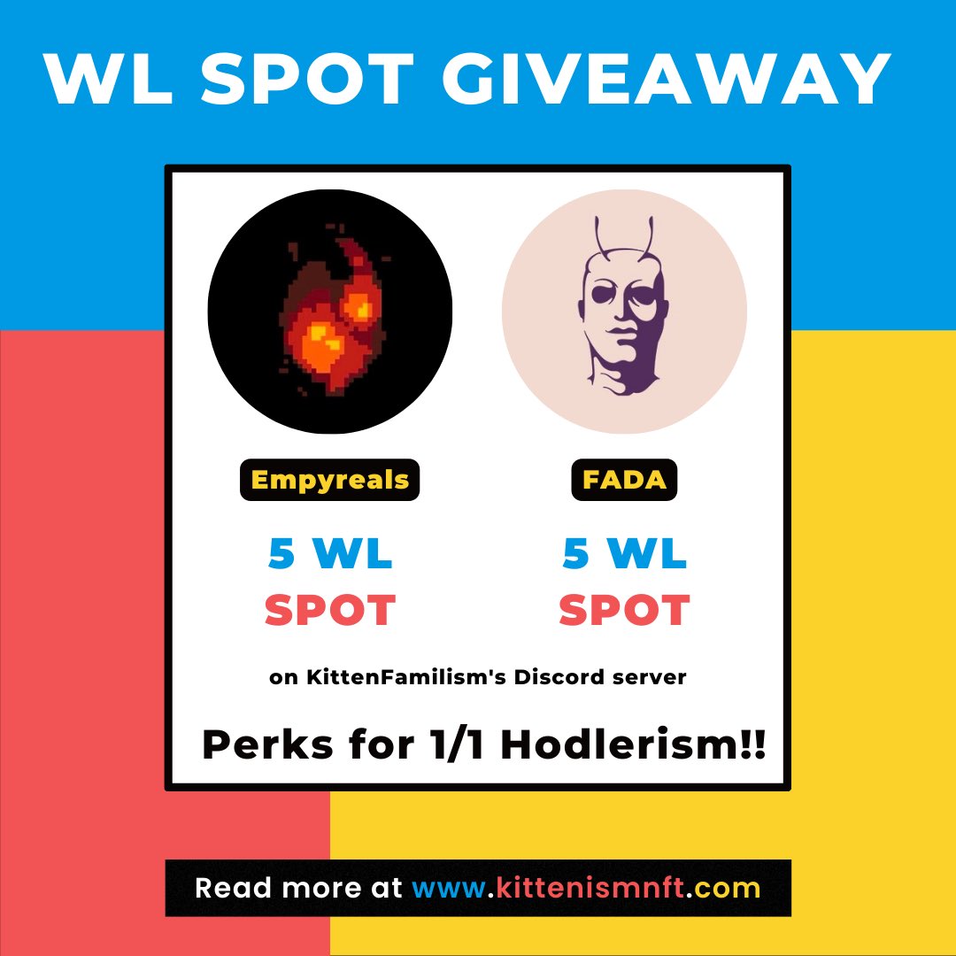 Gm Familism! 🐈

Exclusive WL giveaway this week on KittenFamilism! 
Thank youism <a href="/TheEmpyreals/">Empyreals</a> and @ProjectFADA 

1/1 project become your ticket to WINNING what you want in simple way. 💯