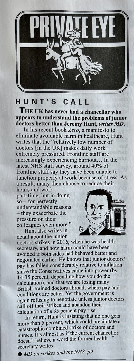 Dr Phil Hammond 💙 (@drphilhammond) on Twitter photo I’ve written in detail about the doctors’ strikes in <a href="/PrivateEyeNews/">Private Eye Magazine</a> this issue. Here’s a taster on why <a href="/Jeremy_Hunt/">Sir Jeremy Hunt MP</a> needs to sit down and re-read his own book, and <a href="/SteveBarclay/">Steve Barclay</a> needs to sit down and negotiate with junior doctors. I’ve written in detail about the doctors’ strikes in <a href="/PrivateEyeNews/">Private Eye Magazine</a> this issue. Here’s a taster on why <a href="/Jeremy_Hunt/">Sir Jeremy Hunt MP</a> needs to sit down and re-read his own book, and <a href="/SteveBarclay/">Steve Barclay</a> needs to sit down and negotiate with junior doctors.