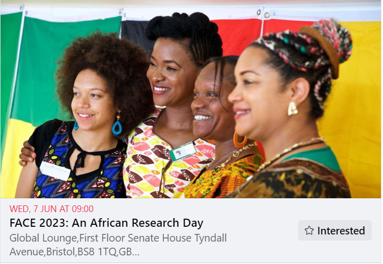Please Retweet!!! FACE 2023: An African Research Day A day to celebrate African research, teaching and careers in Higher Education. June 7 2023 9-5 University of Bristol Dress code Pan African African themed lunch Attendance is both online and in person eventbrite.co.uk/e/face-2023-an…