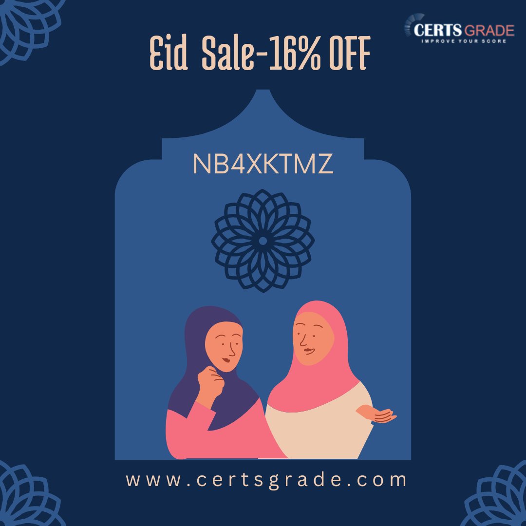 certsgrade's tweet photo. This Eid, give the gift of knowledge! With 16% off on all courses, you can help your loved ones reach their full potential.
#GiftOfLearning #EidSale #exam #dumps #study #certifications #certified #test #questions #answers #pdf #study_guide https://t.co/DdYw2MmVLJ