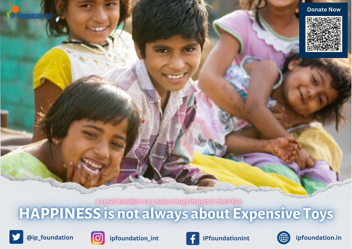 HAPPINESS is not always about Expensive Toys.
A small donation can make a huge impact in their live.
Donate now for a Big change

#IPFoundation
#fightagainsthunger #foundation #ngoindia #helpingpeople #myfoundation #women #chairty #nonprofitorganization #childdevelopment #ngo