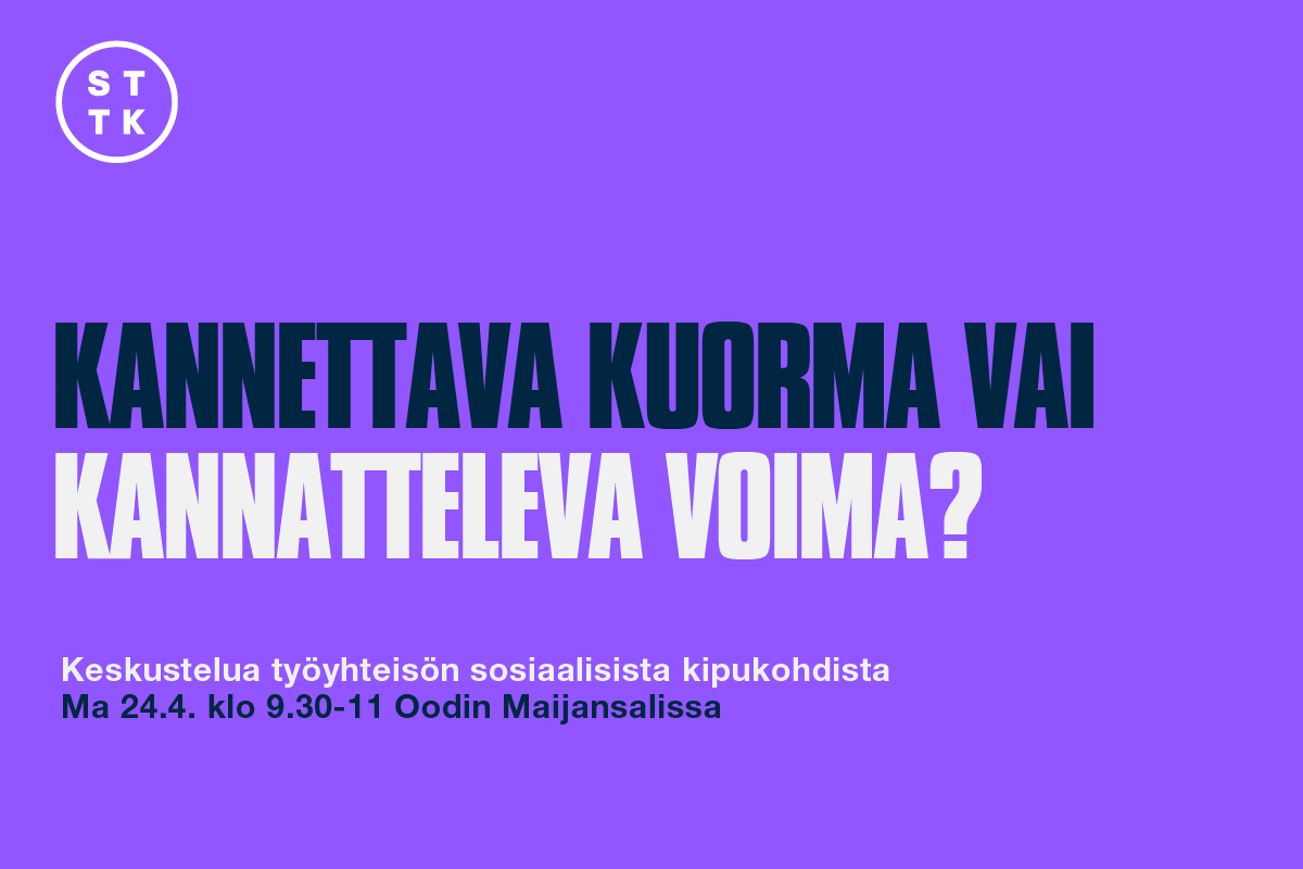 Vielä ehdit ilmoittautumaan ma 24.4. klo 9 järjestettävään Kannettava kuorma vai kannatteleva voima? -tilaisuuteen!

Tilaisuudessa pureudutaan työelämän sosiaalisiin kipukohtiin. 

Tilaisuus järjestetään Oodissa. Mukaan pääset myös striimin kautta👇

sttk.fi/2023/03/27/tyo…