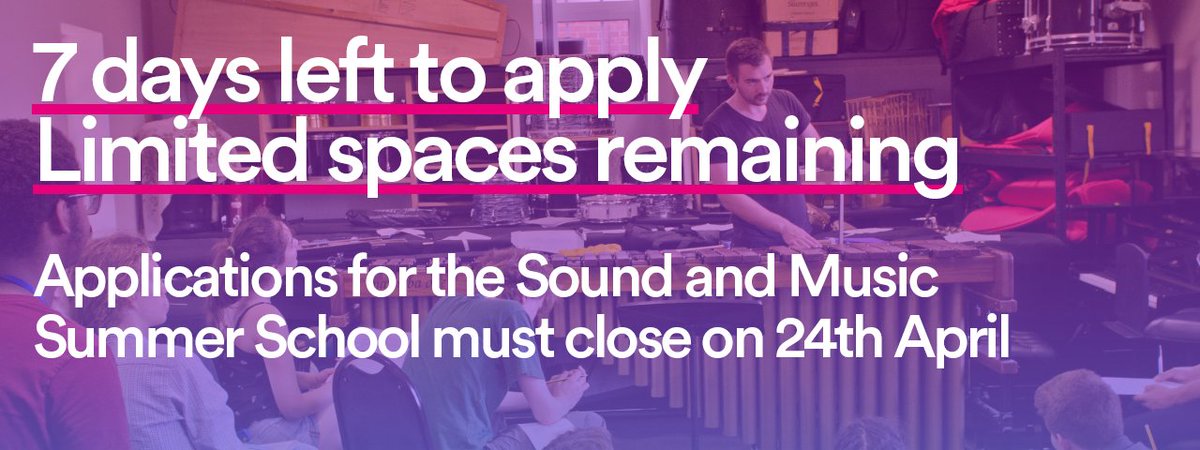 ‘The deadline to apply to our Composition Summer School must close on 24th April! It is a unique opportunity for 14-18 year olds to spend a week composing music with the support of an incredible professional team of tutors and musicians’

soundandmusic.org/learn/summer-s…