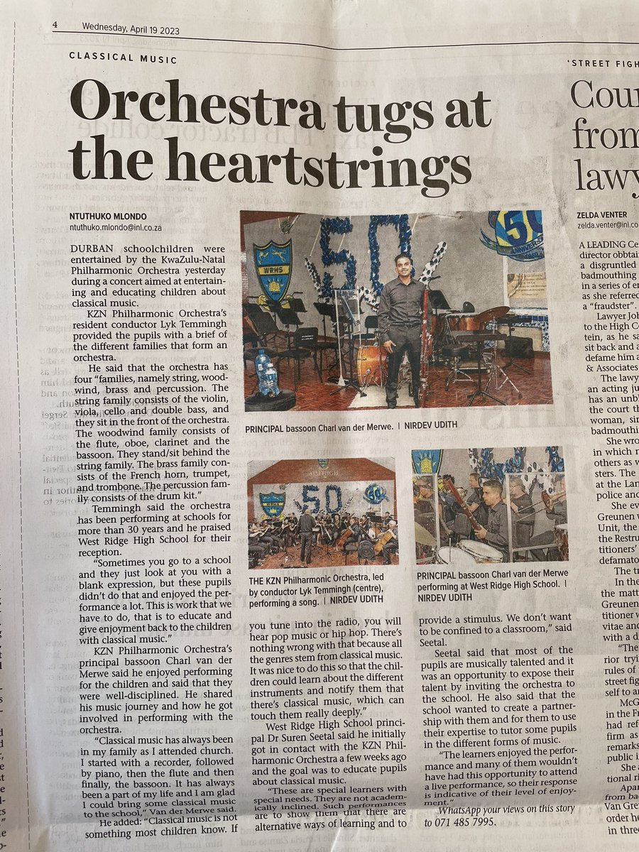 Praying to a hall full of kids at a school in #Durban then featured in todays edition of the #Dailynewspaper 

#iamuphotography #ClassicalMusic #kwazulunatalphilhamonicochestra