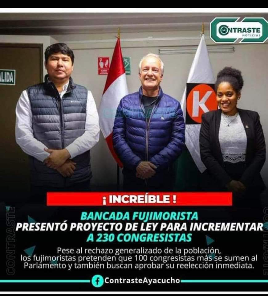 FUERZA MULADAR PROPONE AUMENTAR A 230
EL NÚMERO DE PARÁSITOS EN KONGRESO.