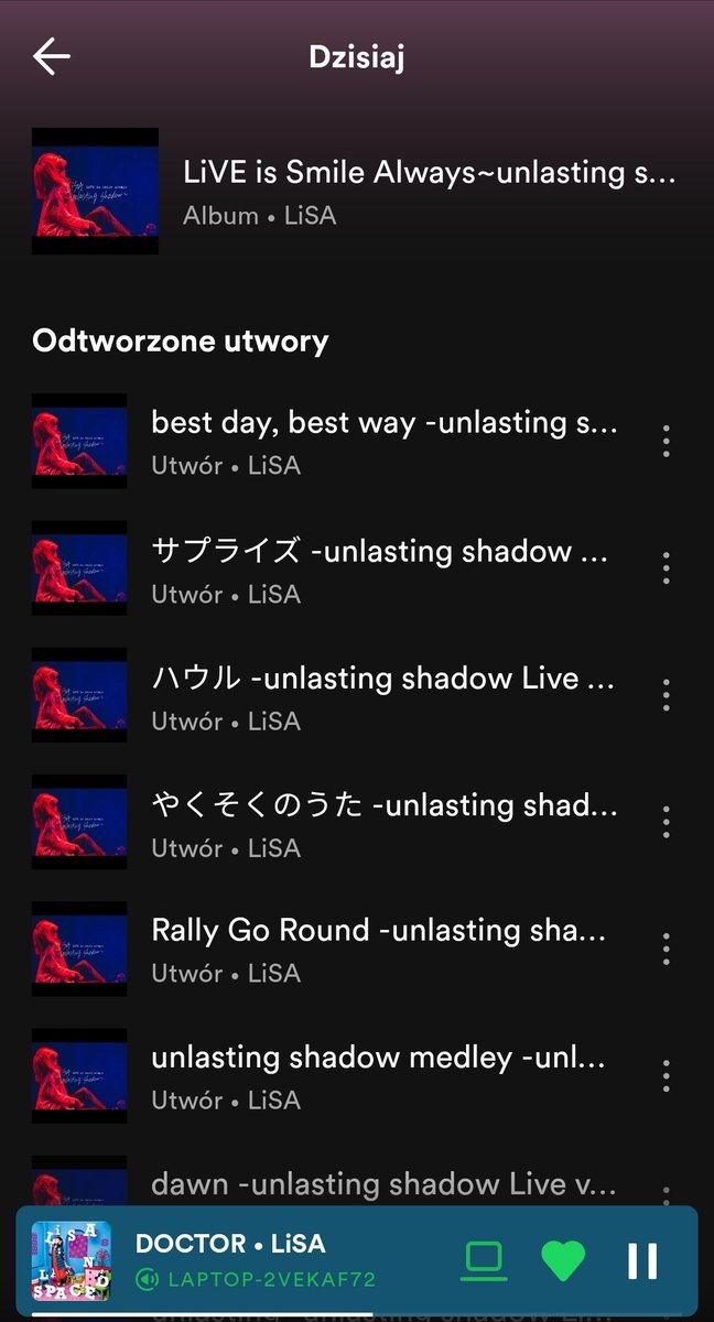 cofeeika's tweet photo. I am just finishing another concert album on spotify 🤭🤭🤭
LiVE is Smile Always ~ unlasting shadow is amaizing
This acoustic version of the song 🥺🌸🪻🔥
After each new album generates song "DOCTOR" for me 🥰
#unlastingshadow @LiSA_OLiVE
#LiSAライブベスト #LiSA #LiSAolive https://t.co/nnj9wAtYMD