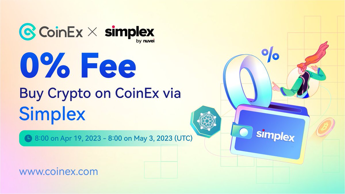 📢 CoinEx &amp; Simplex are launching  0 Fees for Fiat Trading

Enjoy 0% fee for buying USDT, USDC, BTC, ETH at CoinEx via Simplex! SEPA direct and ACH has been supported Now🤩 

Learn more 👉 coinex.com/s/4S1U

Join now 👉 coinex.com/s/4S1J

#CoinEx #Simplex #Payment